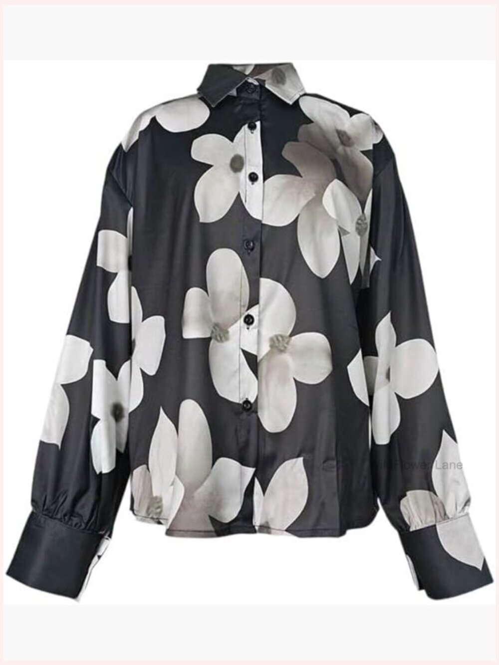 Women's Floral Print Blouse Button Down V Neck Long Sleeve Shirt